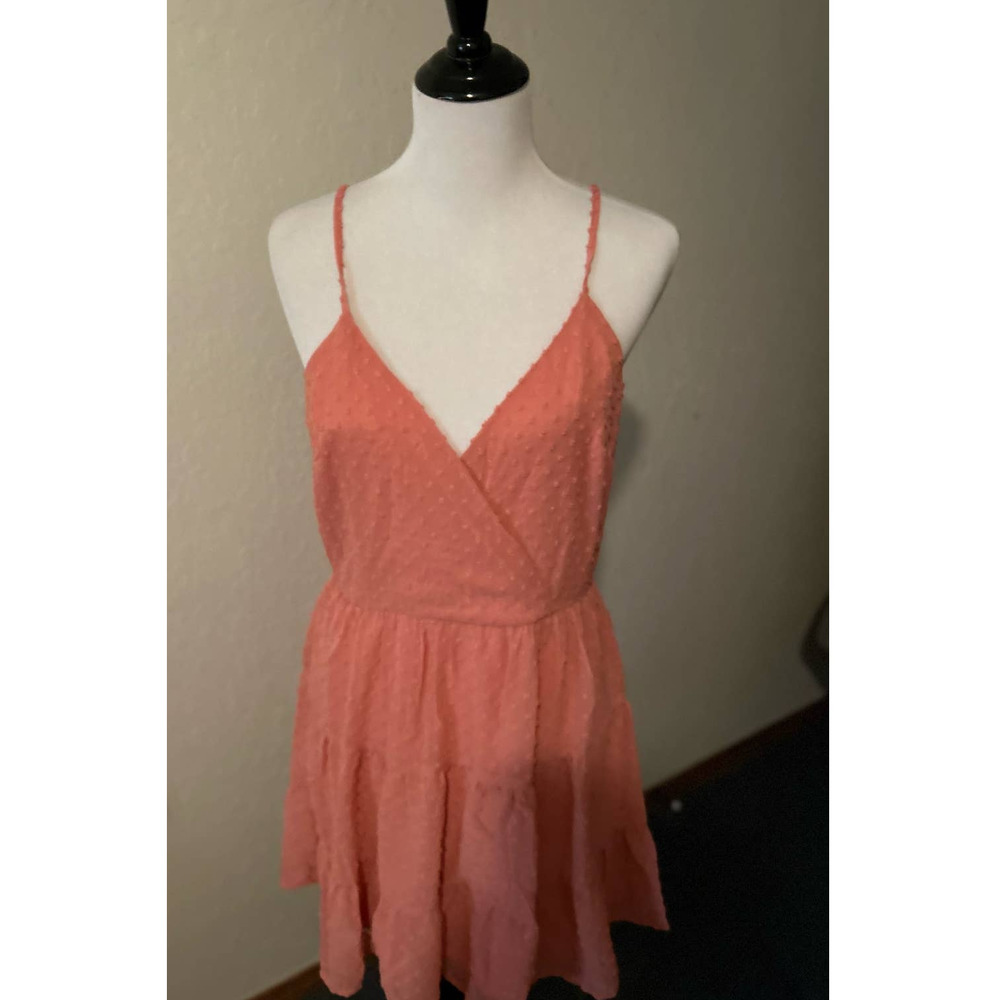 NWT Trixxi Kerry Swiss Dot Mini Dress Large Pink/Peach